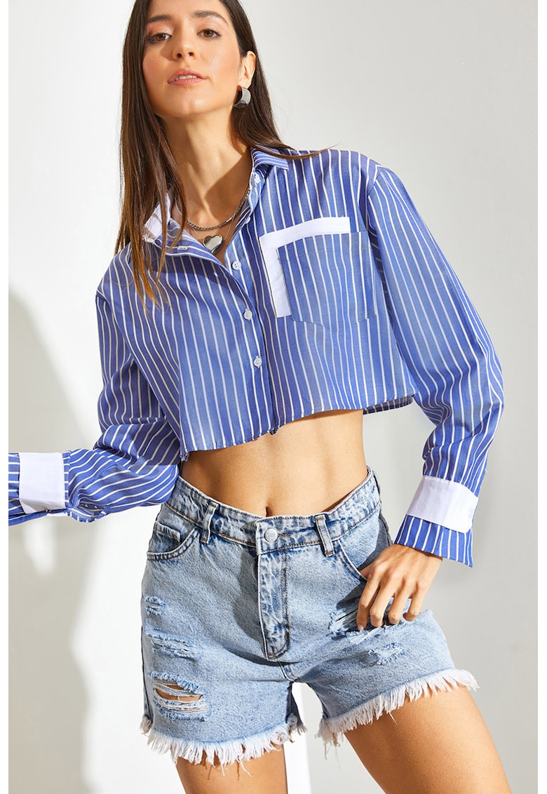 Camasa crop cu maneci lungi