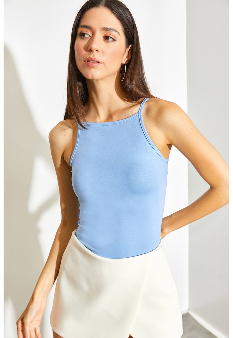 Top cambrat cu decolteu patrat Top cambrat cu decolteu patrat