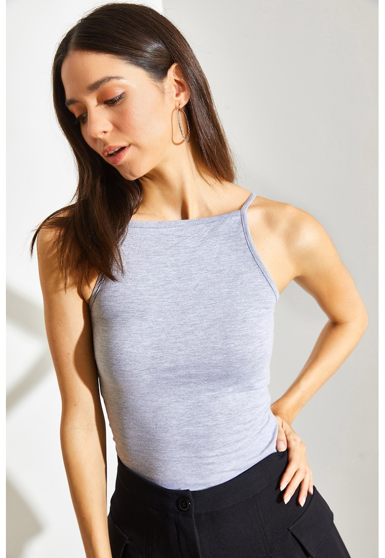 Top cambrat cu decolteu patrat