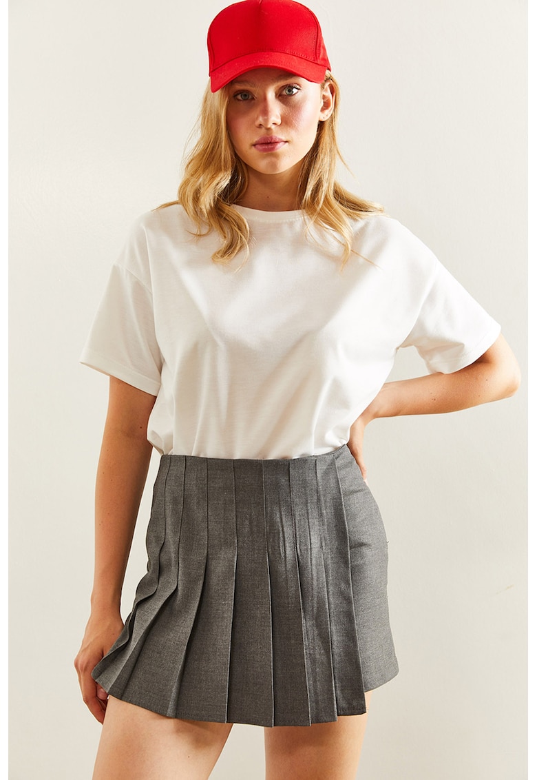 Fusta-pantalon uni cu pliuri