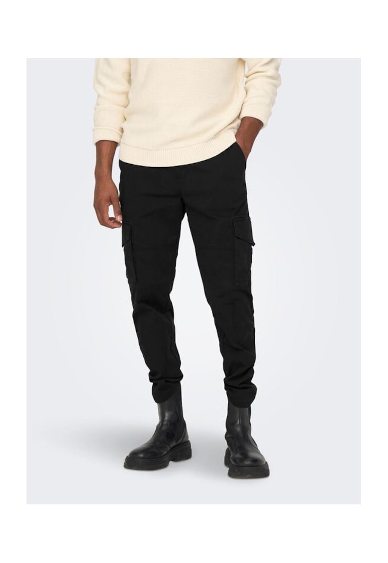 Pantaloni barbati - 301846314 - Bumbac/Bumbac - Negru - Negru
