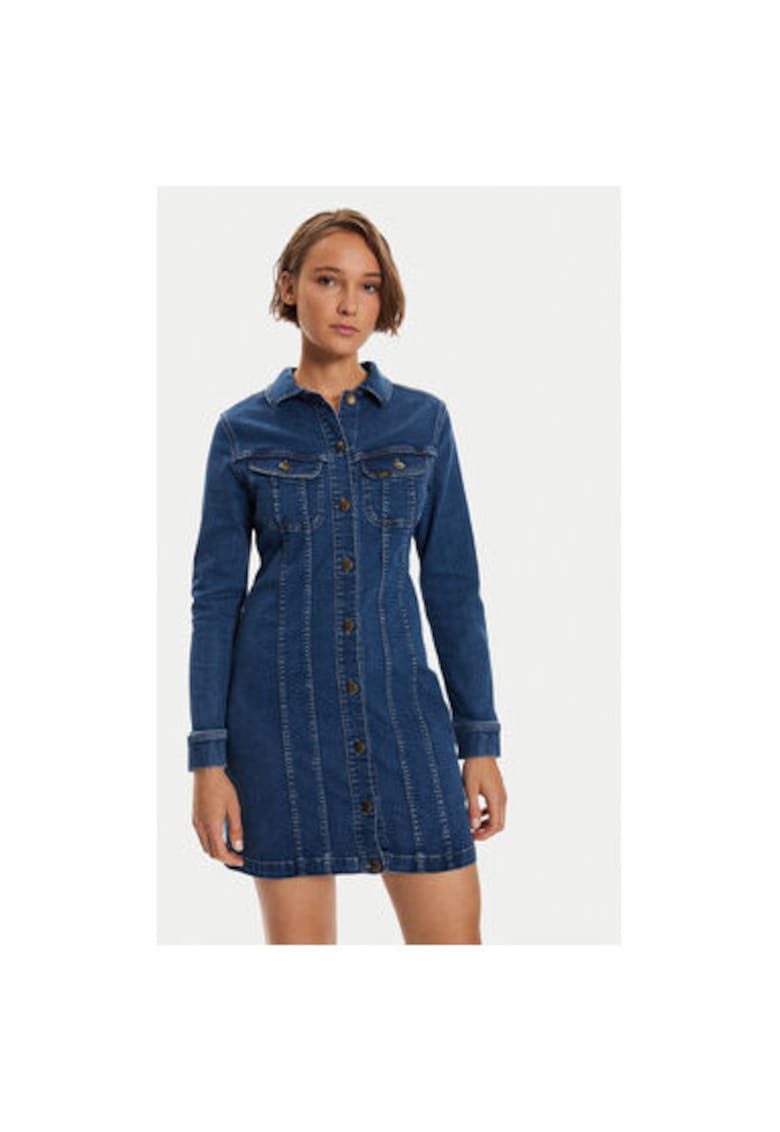 Rochie dama - 304285172 - Bumbac/Poliester - Albastru