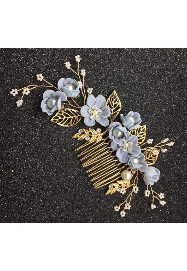 Accesoriu par cu flori bleu - auriu - Katerine C7 -