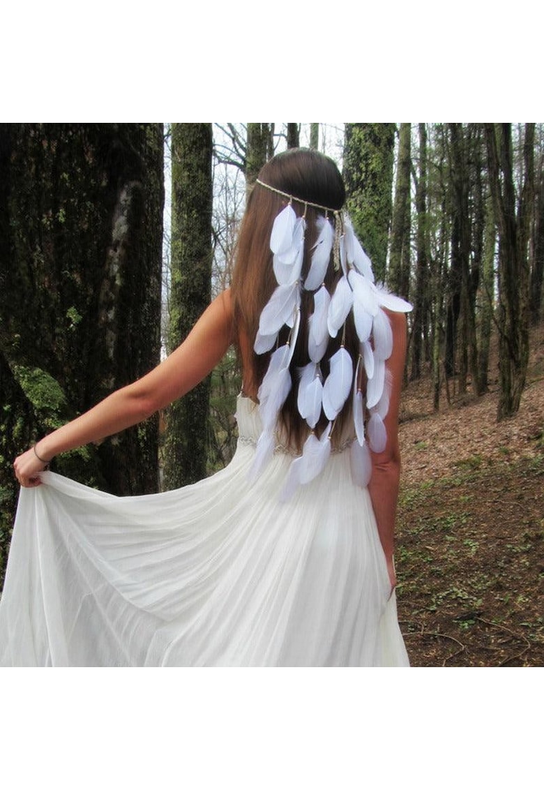 Accesoriu par - stil hippie - cu pene albe - Erza C3 - Accesoriu par - stil hippie - cu pene albe - Erza C3 -