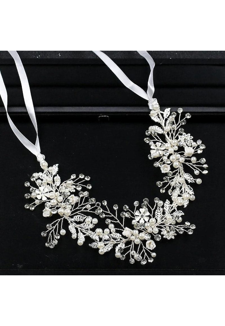 Accesoriu par - argintiu - cu pietre si perlute - Mariona C2