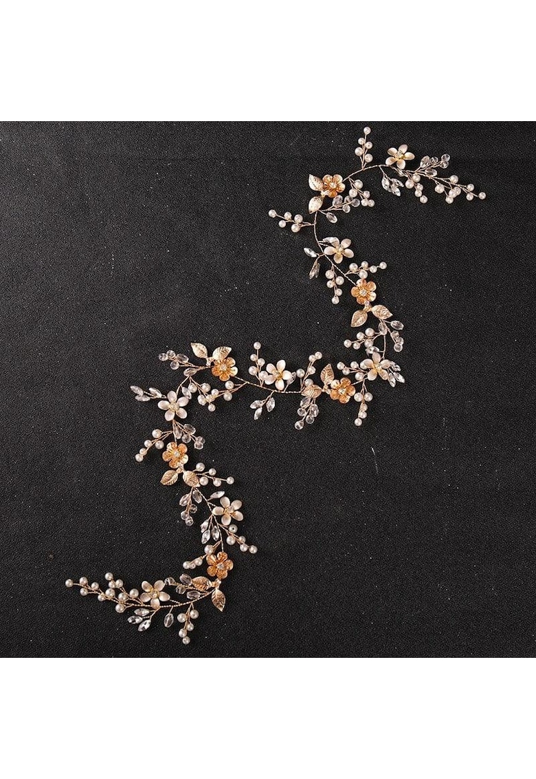 Accesoriu par - auriu - modelator - cu perlute si frunzulite - Osmund C8 -