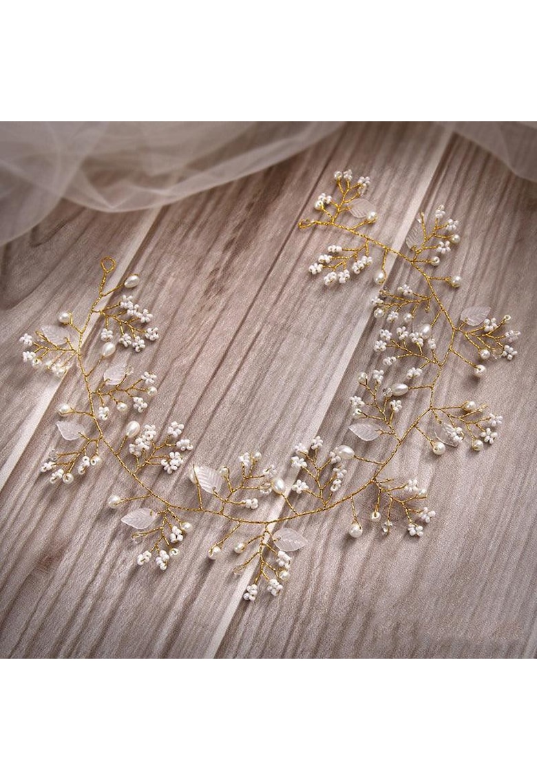 Accesoriu par - auriu - modelator - cu perle si frunzulite - Athena C4 -