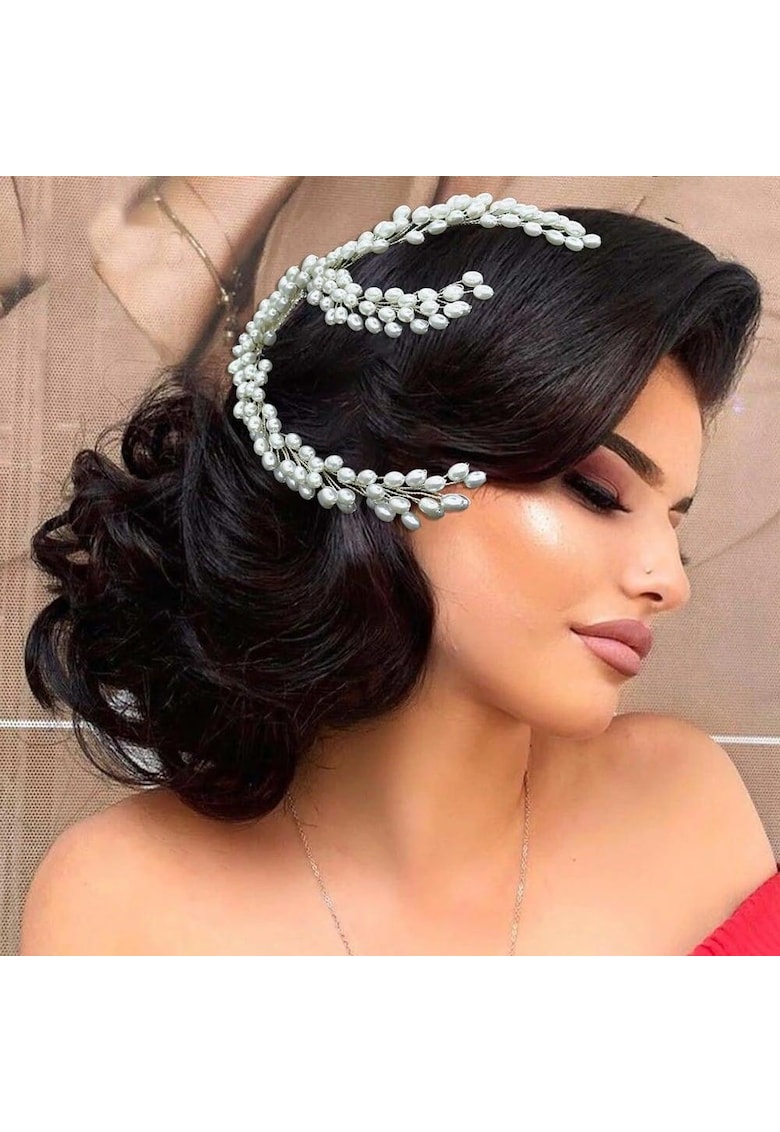 Accesoriu de par - argintiu - cu perle - Signy C5 -