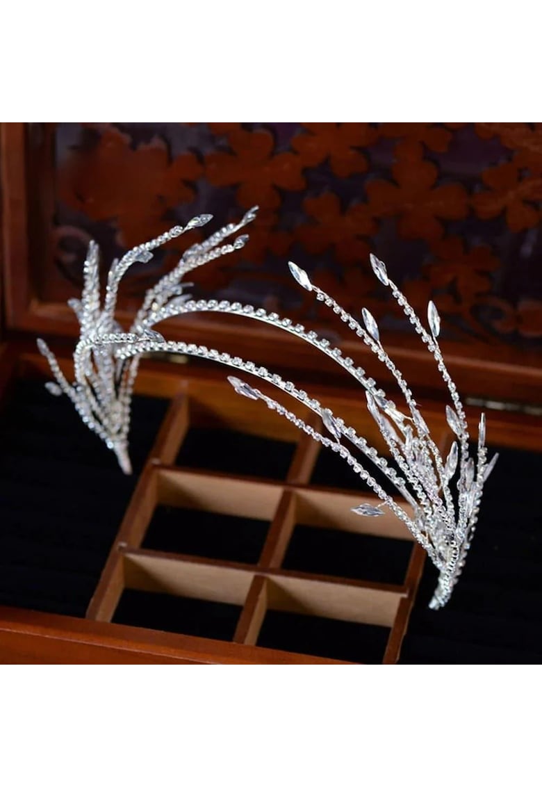 Accesoriu de par - argintiu - cu crengute si pietre - Shanne C4 -