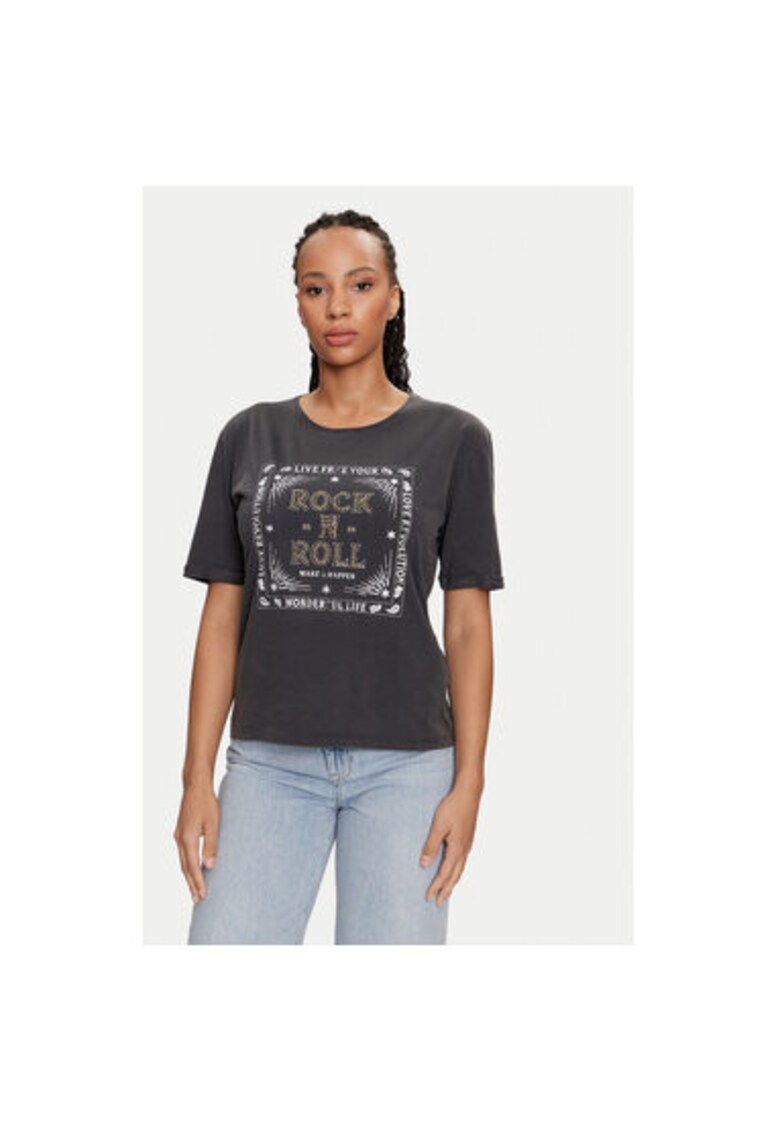 Tricou dama - 304544798 - Bumbac - Gri - Gri