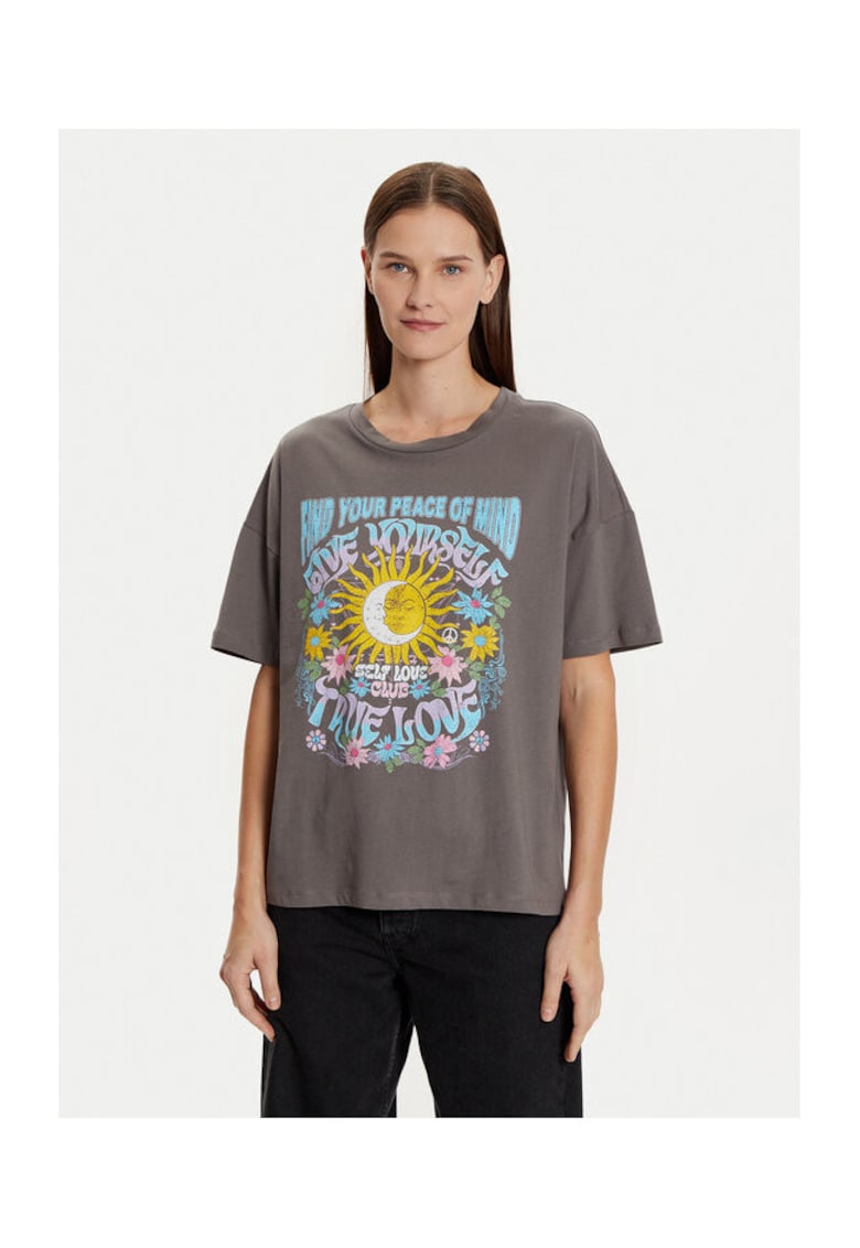 Tricou dama - 304907326 - Bumbac - Gri - Gri