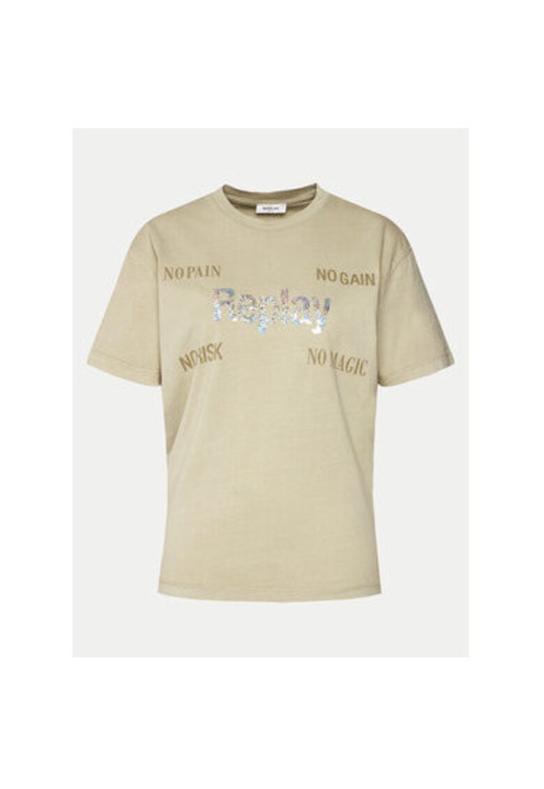 Tricou dama - 303878122 - Bumbac - Bej - Bej