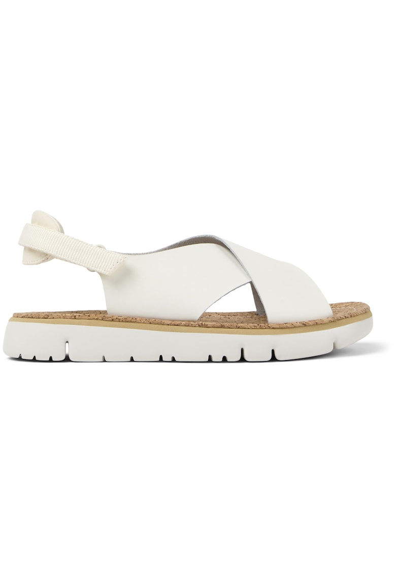 Sandale de piele cu insertii textile Oruga - Alb