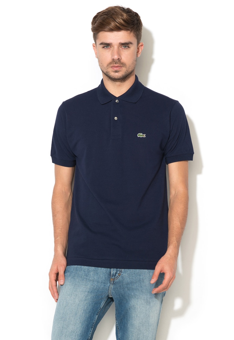 Tricou polo regular fit din material pique