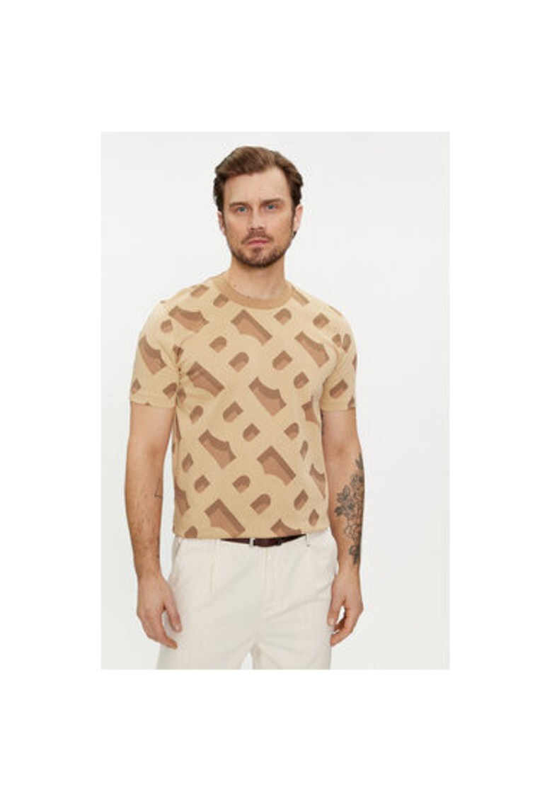 Tricou barbati - 303638740 - Bumbac/Poliester - Bej - Bej