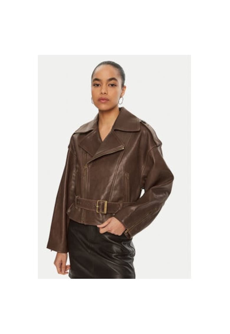 Geaca dama - 304760150 - Piele naturala - Maro