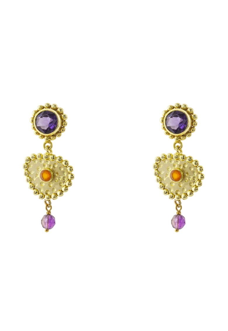 Cercei cu zirconia - Auriu/Violet