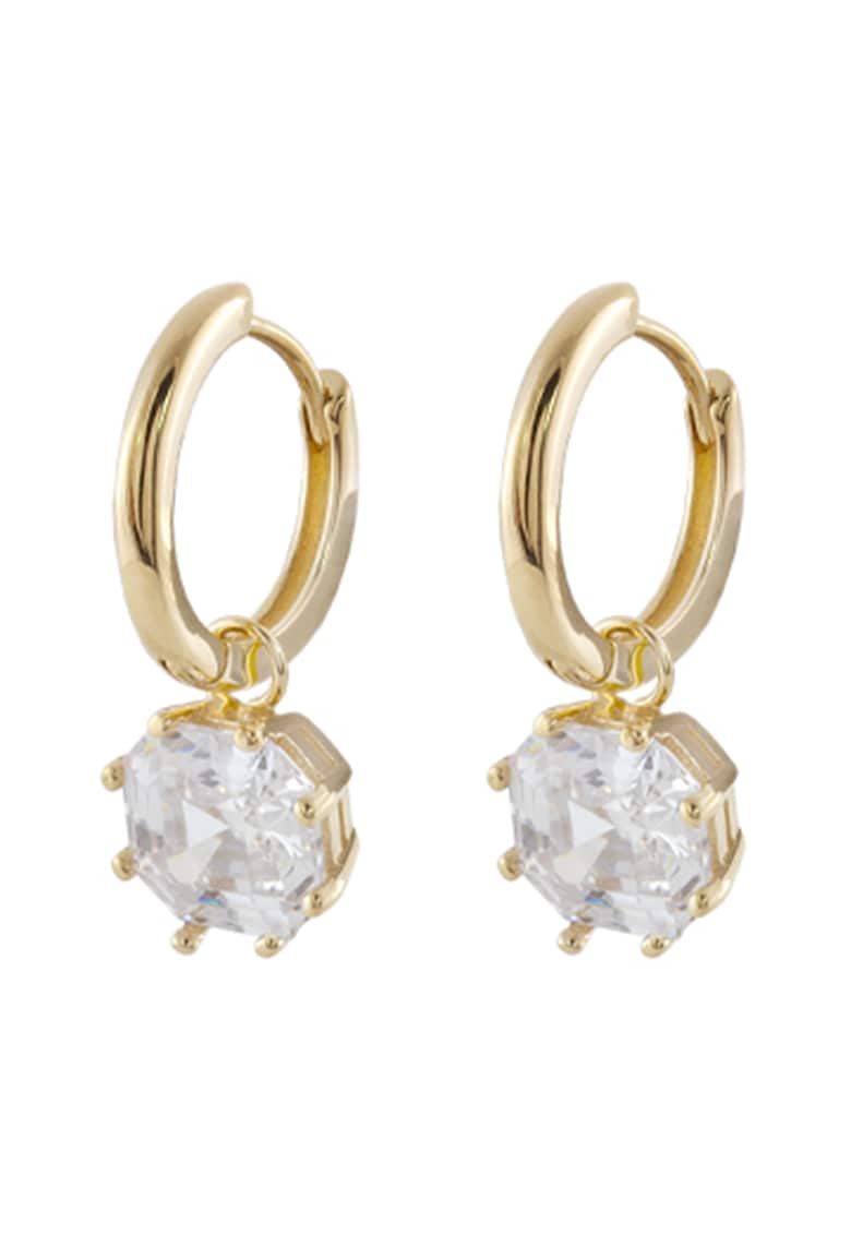 Cercei placati cu aur de 18K cu zirconia Gifting - Auriu/Alb murdar