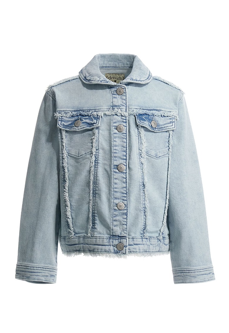Jacheta din denim cu aspect decolorat