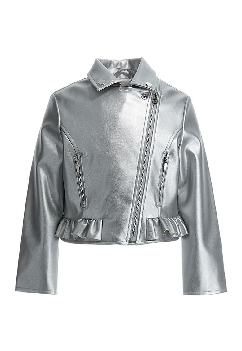 Jacheta din piele ecologica cu aspect metalizat
