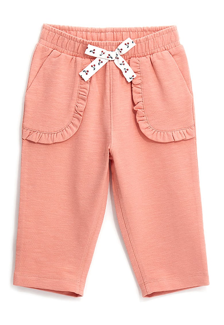 Pantaloni din bumbac cu aplicatie cu funda cu model - Portocaliu persan