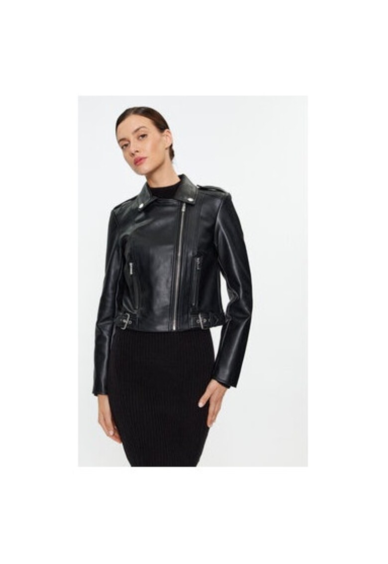 Geaca dama - 303349363 - Piele ecologica - Negru - Negru