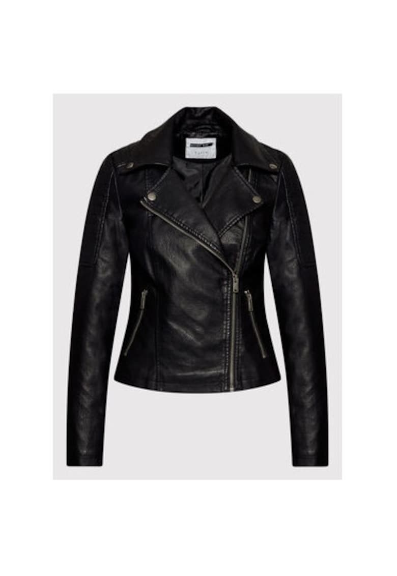 Geaca dama - 300081594 - Poliester/Piele ecologica - Negru