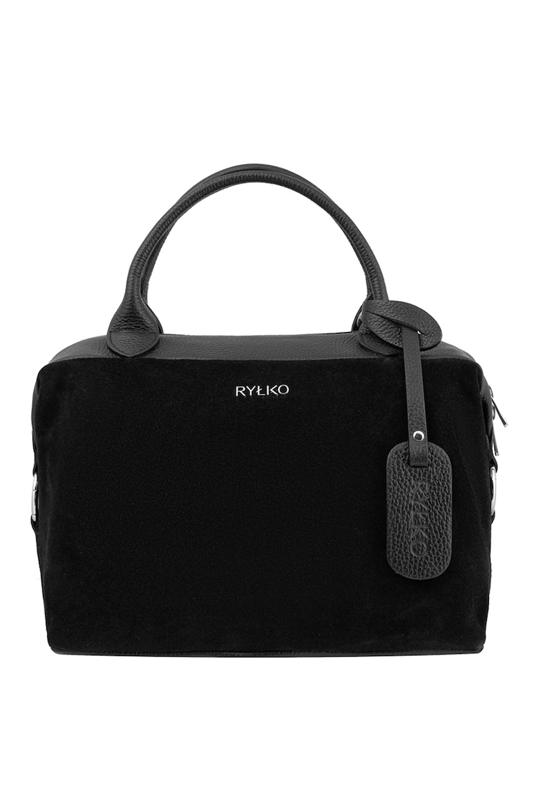 Geanta duffle mini din piele - Negru