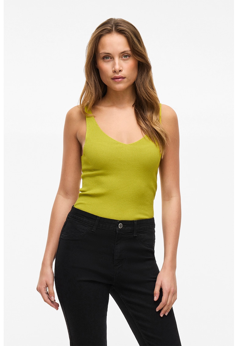 Top striat cu decolteu in V