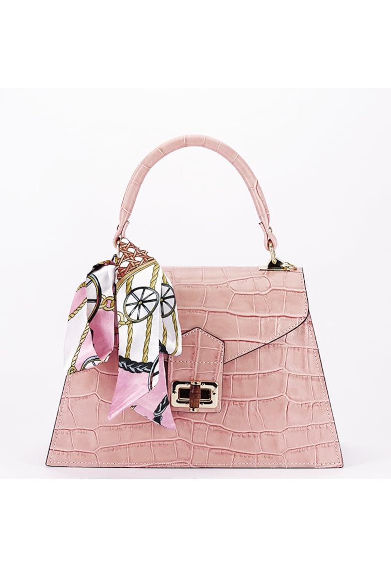 Geanta roz din piele naturala cu esarfa 8953 123 16991