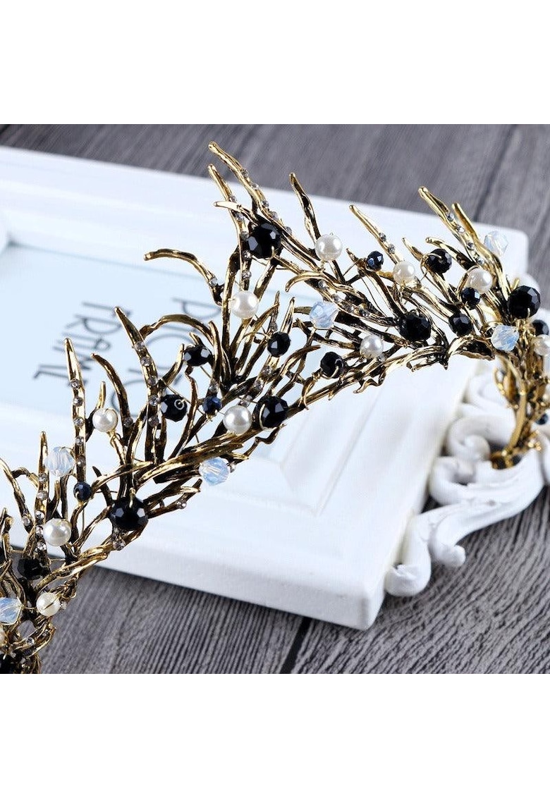 Coronita aurie - cu perle si margelute - Olafia C10 -