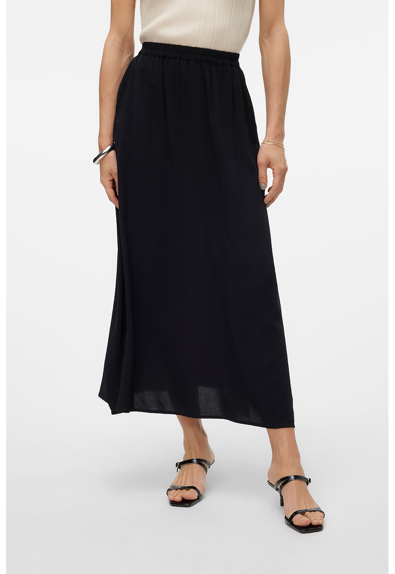 Fusta midi cu slit lateral - Negru
