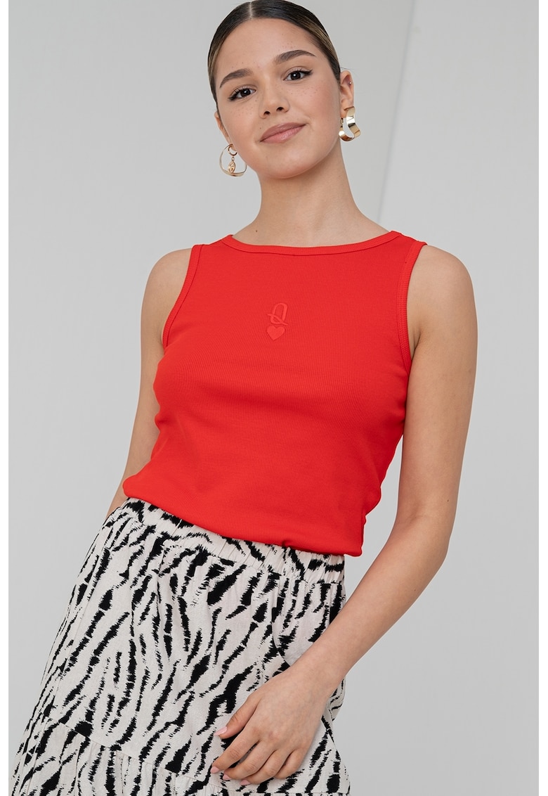 Top din amestec de bumbac organic - cu broderie