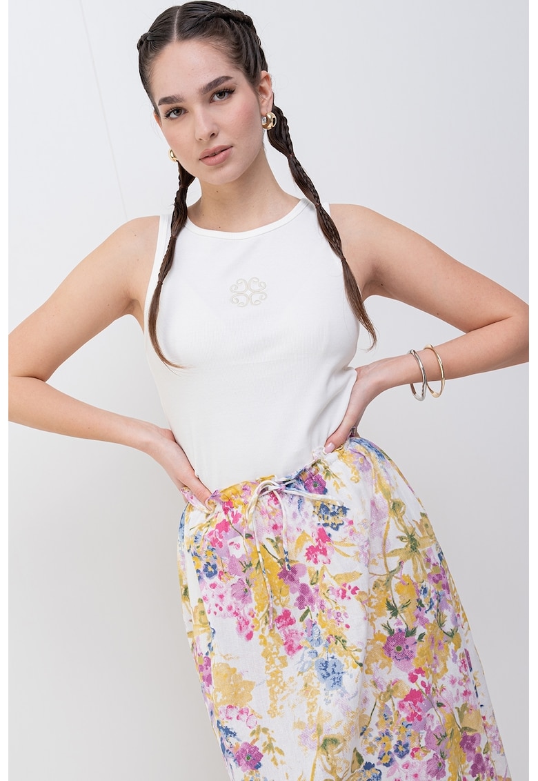 Top din amestec de bumbac organic - cu broderie