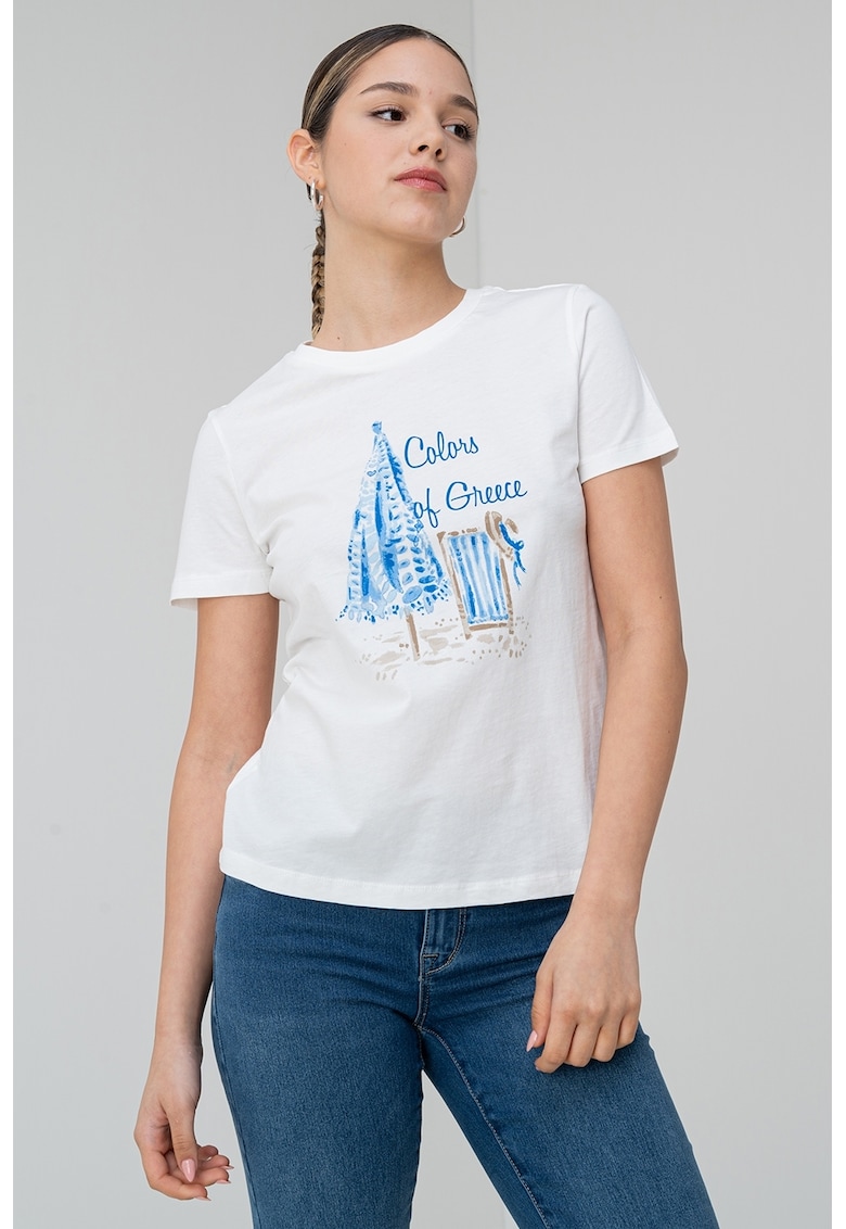 Tricou de bumbac organic de bumbac Siane - Alb/Kaki/Albastru