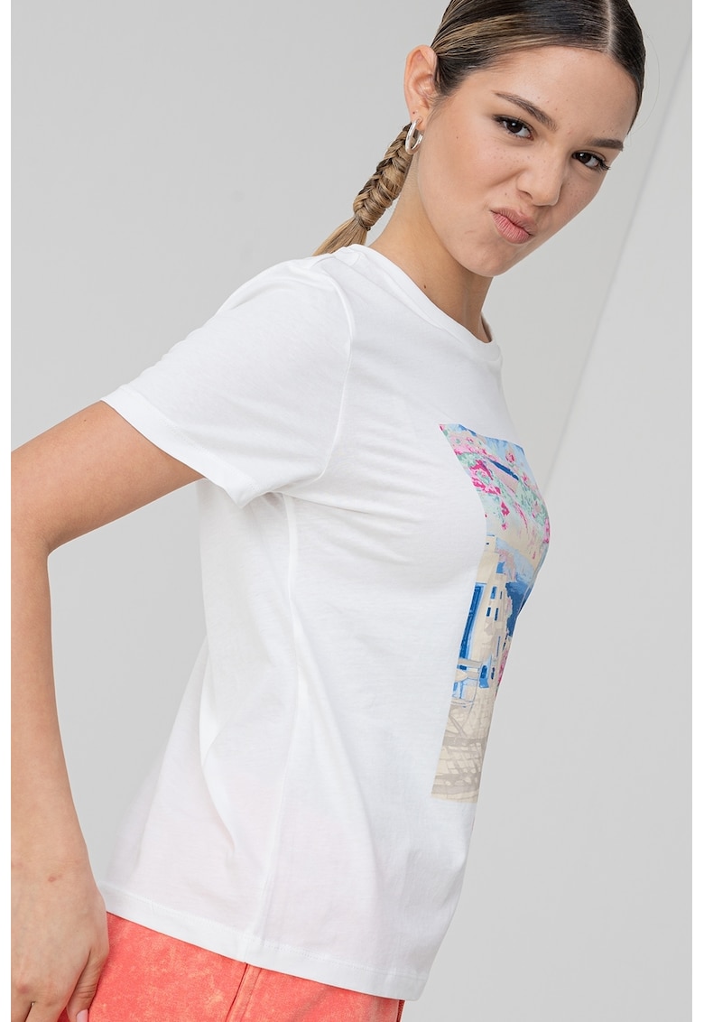 Tricou de bumbac organic de bumbac Siane - Alb/Roz/Albastru