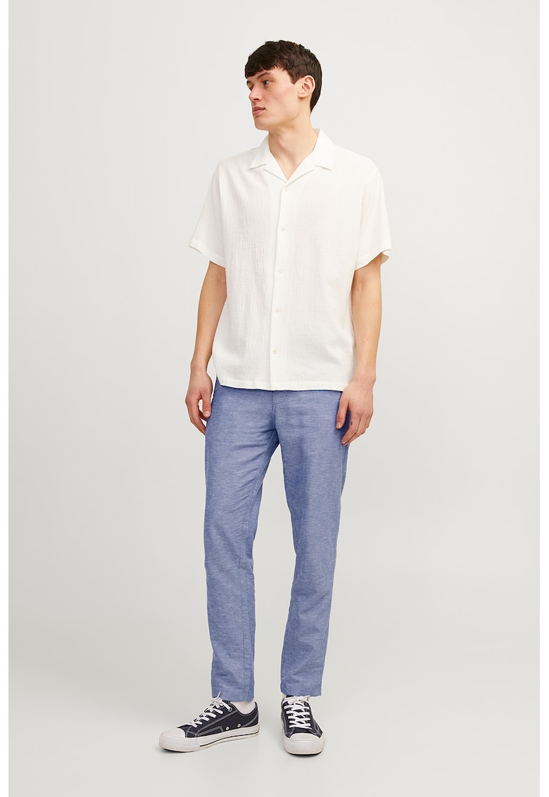 Pantaloni din amestec de bumbac si in cu croiala dreapta