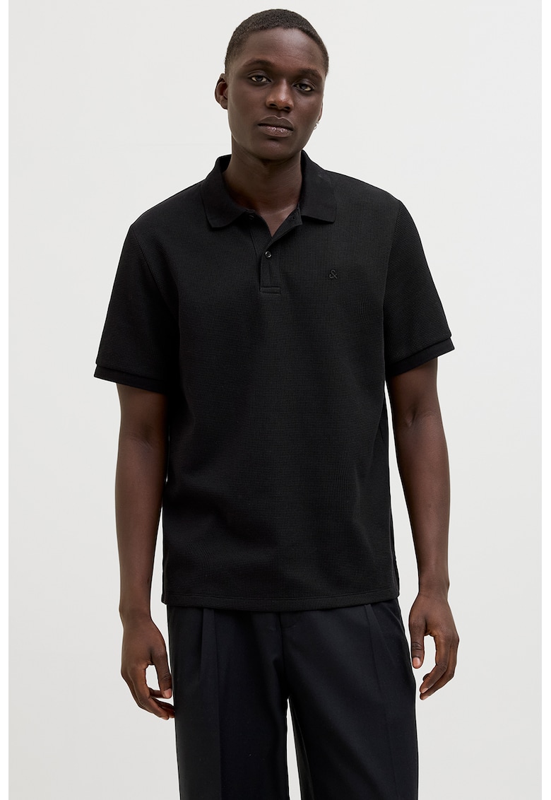 Tricou polo din amestec de bumbac pique - Negru