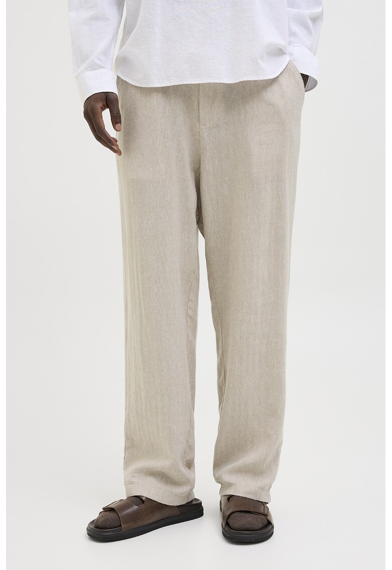 Pantaloni chino din amestec de in cu croiala relaxed-fit