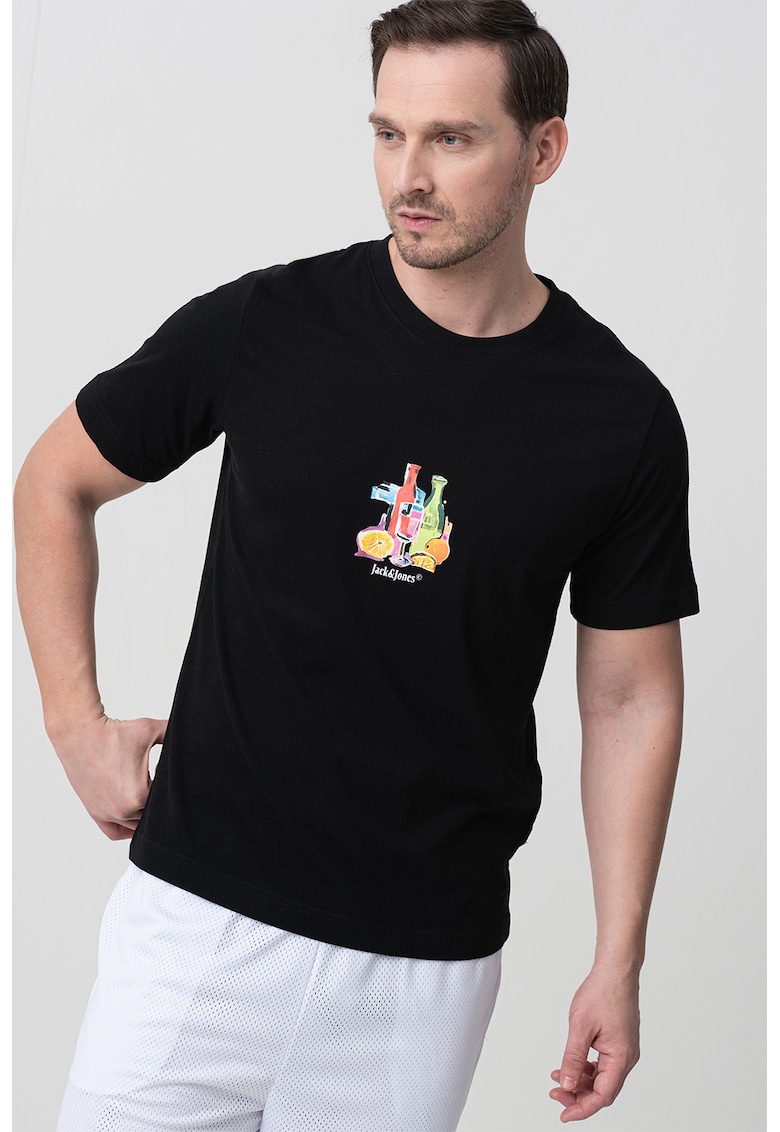 Tricou cu decolteu la baza gatului si imprimeu grafic Varenna