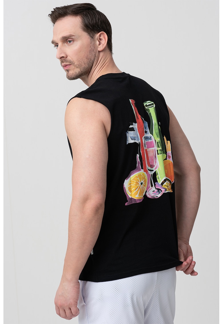 Tricou fara maneci cu model grafic pe spate Tricou fara maneci cu model grafic pe spate