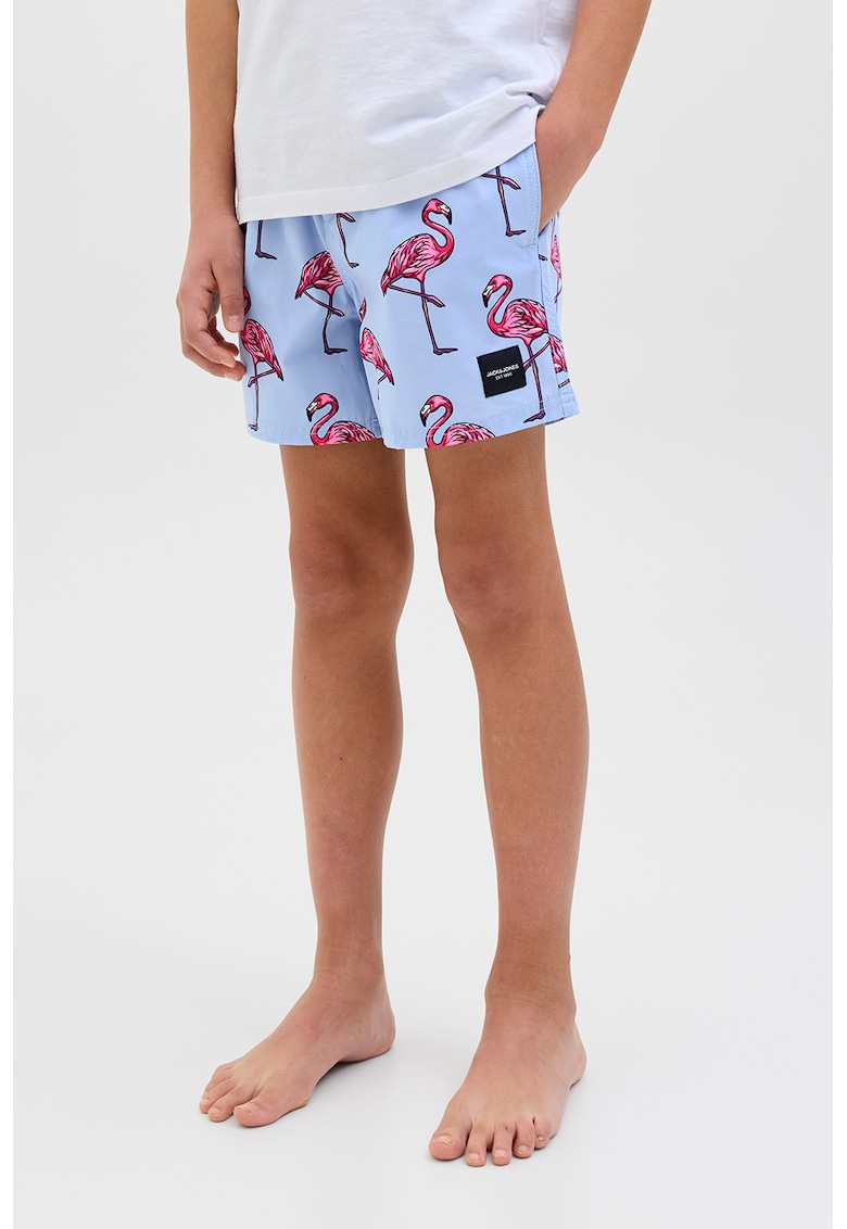 Pantaloni scurti cu snur de ajustare si imprimeu grafic Pantaloni scurti cu snur de ajustare si imprimeu grafic