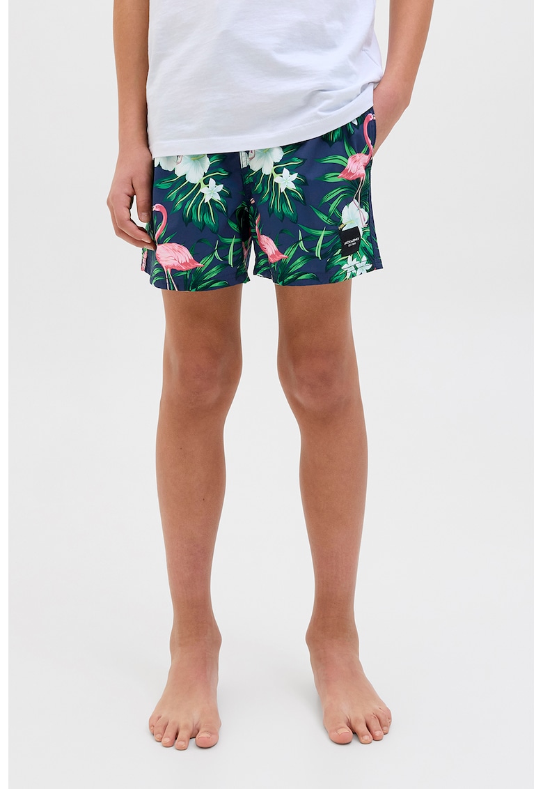 Pantaloni scurti cu snur de ajustare si imprimeu grafic Pantaloni scurti cu snur de ajustare si imprimeu grafic