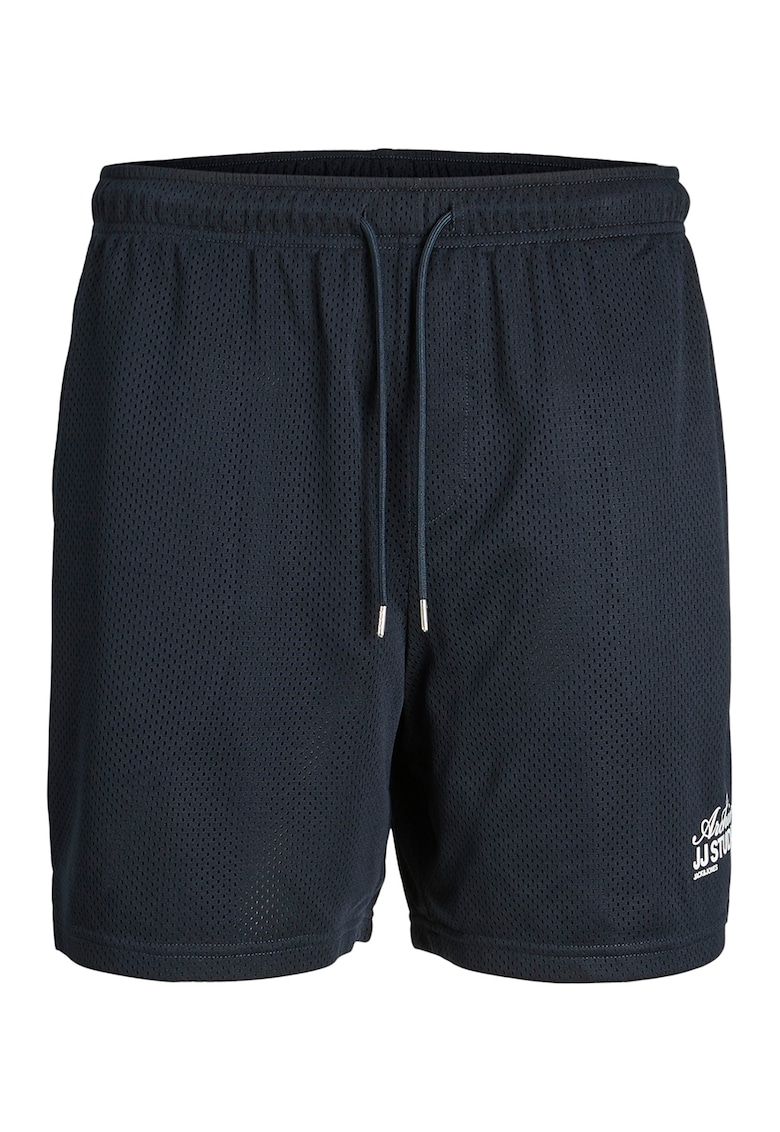 Pantaloni scurti cu snur de ajustare si aspect cu perforatii