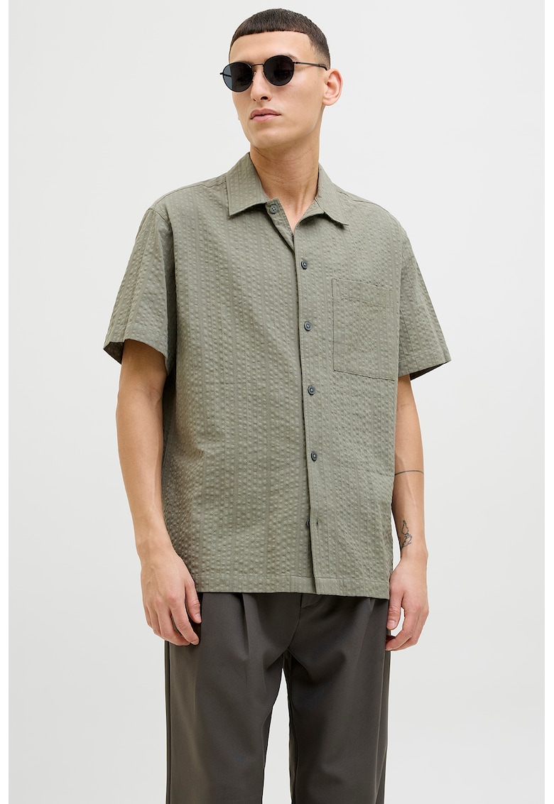 Camasa texturata relaxed fit - Gri cenusiu