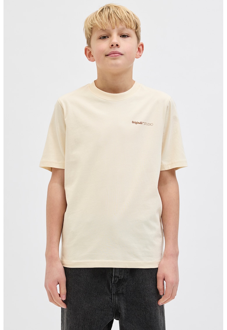 Tricou cu decolteu la baza gatului si imprimeu grafic pe partea din spate