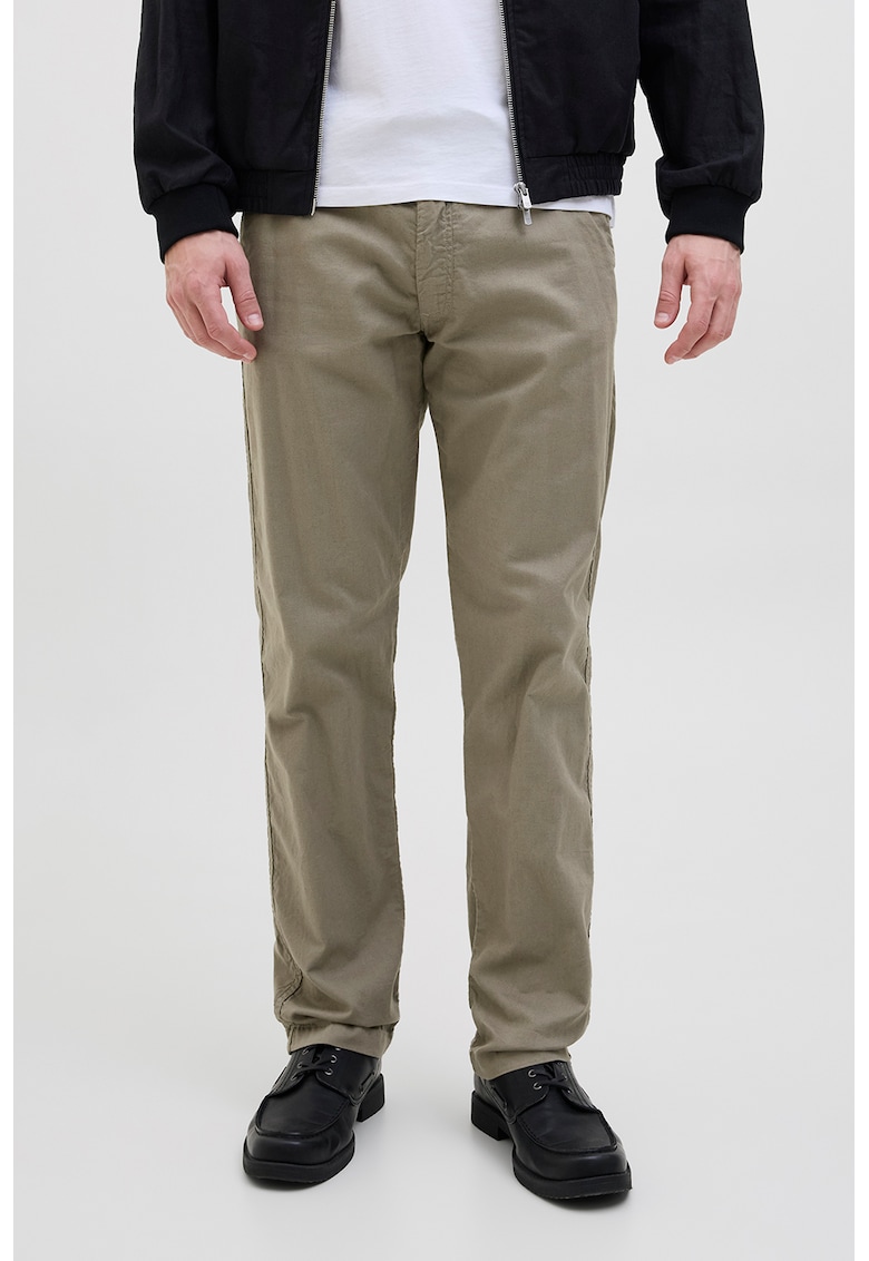 Pantaloni din amestec de in cu snur de ajustare