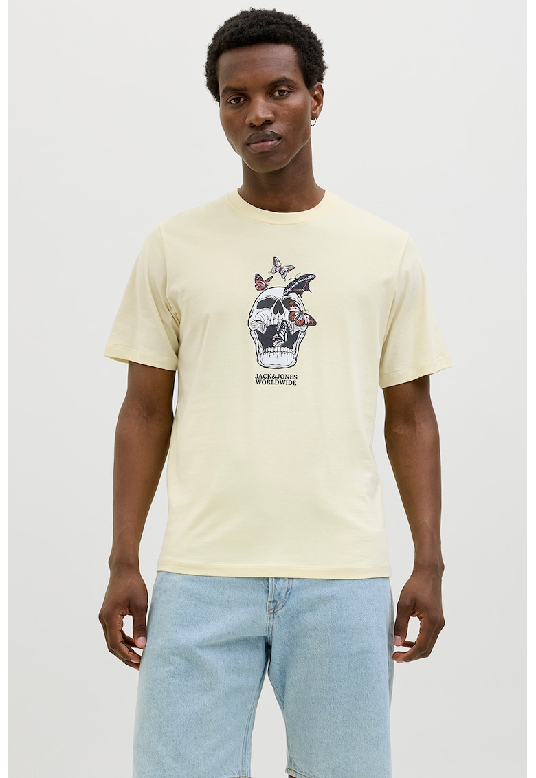 Tricou din bumbac cu imprimeu cu craniu