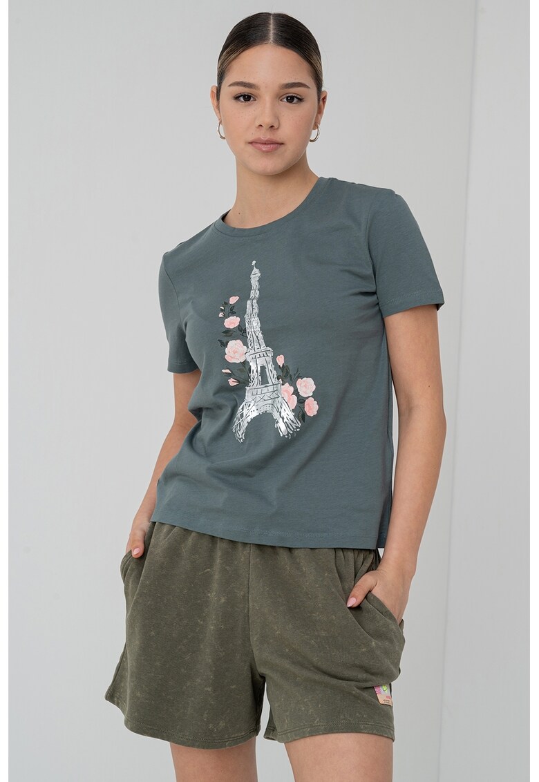 Tricou cu imprimeu grafic Kita - Roz/Verde feriga/Argintiu