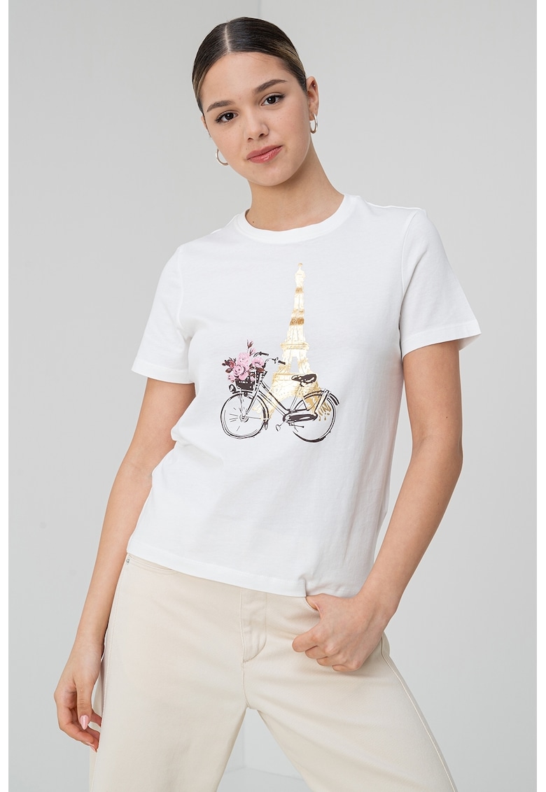 Tricou cu imprimeu grafic Kita - Alb/Auriu/Roz